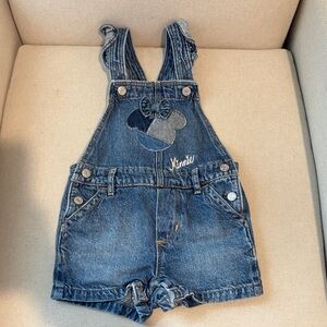 GAP Blue Denim Kids Overalls with Disney MinnieMouse Patch